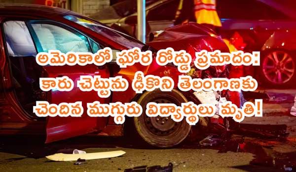 అమెరికాలో ఘోర రోడ్డు ప్రమాదం: కారు చెట్టును ఢీకొని తెలంగాణకు చెందిన ముగ్గురు విద్యార్థులు మృతి!