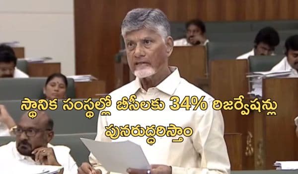 స్థానిక సంస్థల్లో బీసీలకు 34% రిజర్వేషన్లు పునరుద్ధరిస్తాం: అసెంబ్లీలో సీఎం చంద్రబాబు కీలక ప్రకటన!